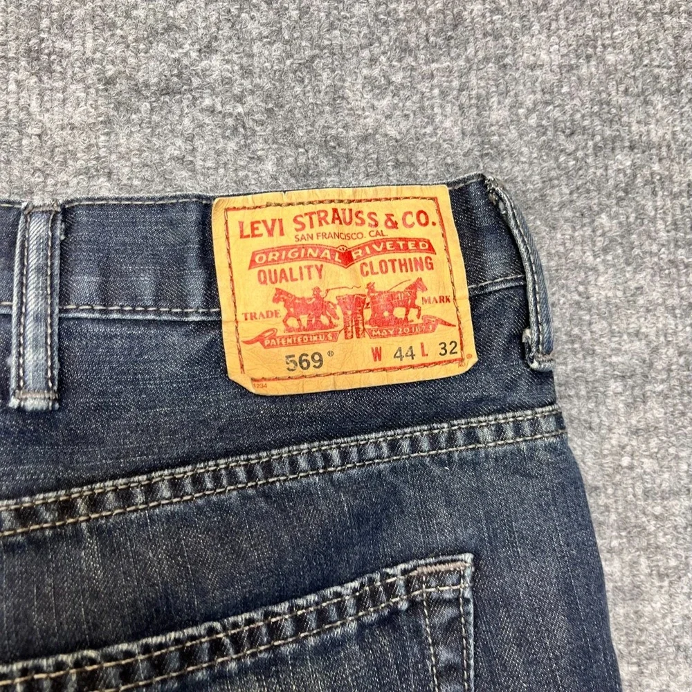 Levi's 569 Loose Straight‎ Jeans Men's Blue Denim High Rise Zip Fly - 43X32